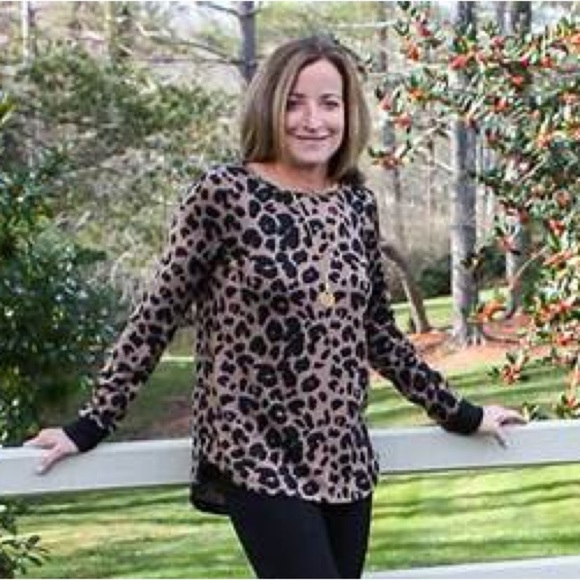 PINK CLOVER Abby Leopard Print Button Back Top S - Indie Sleaze Elbow Patch - Picture 8 of 13